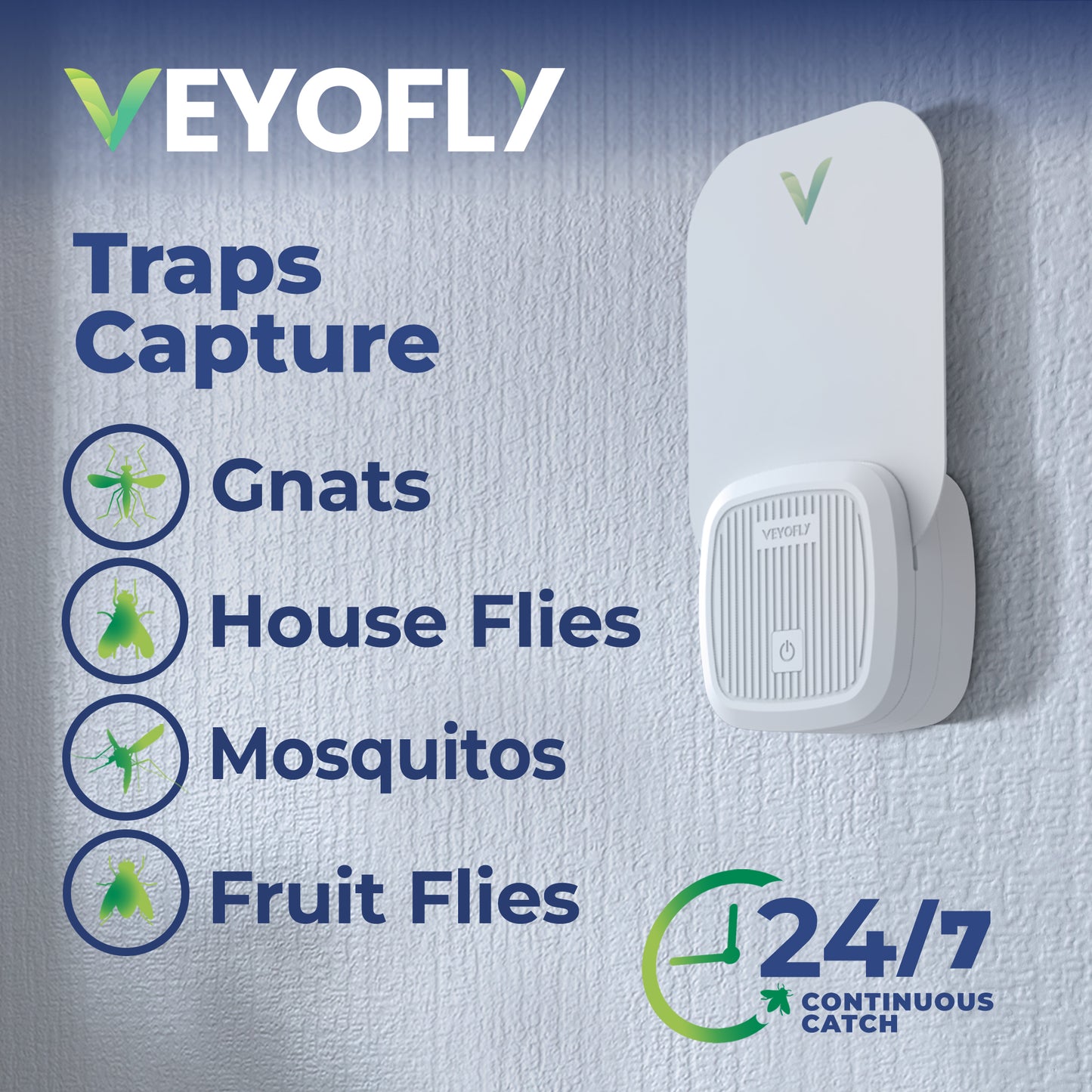 VEYOFLY Fruit Fly Trap Indoor, HouseFly Trap VF01 - Kit 1x Device + 3x Refills