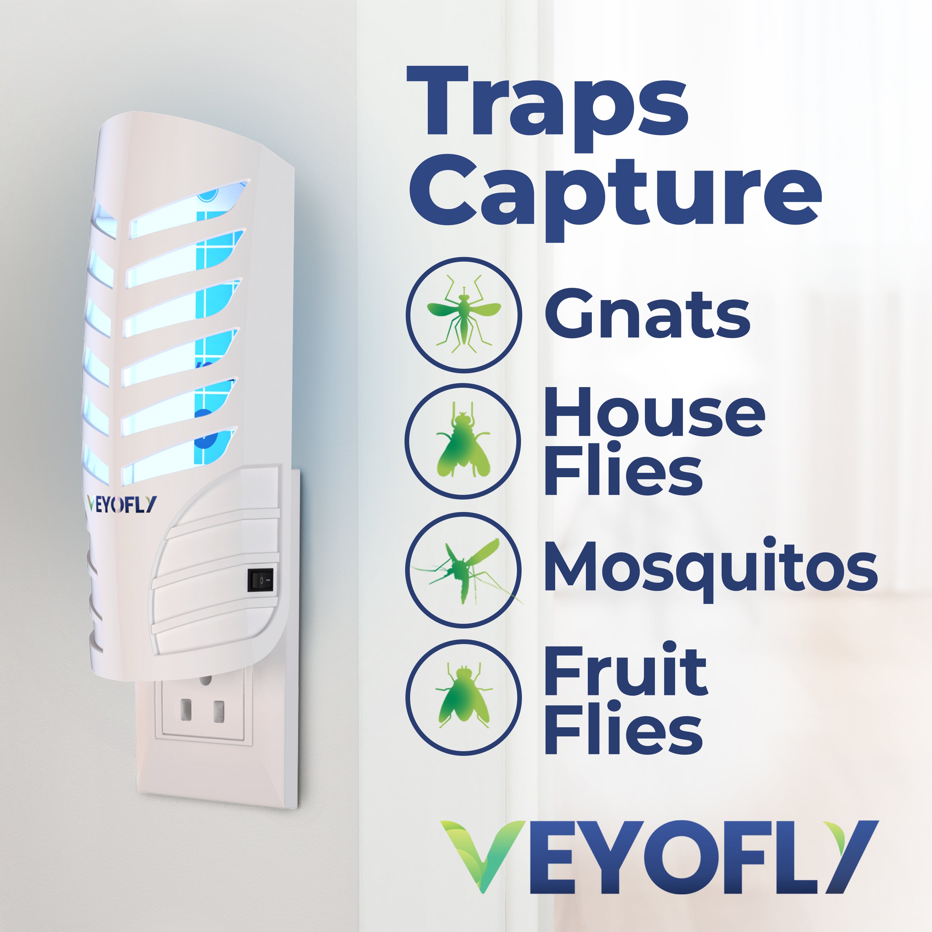 VEYOFLY Fruit Fly Trap Indoor, HouseFly Trap VF02 - Kit 1x Device + 3x Refills