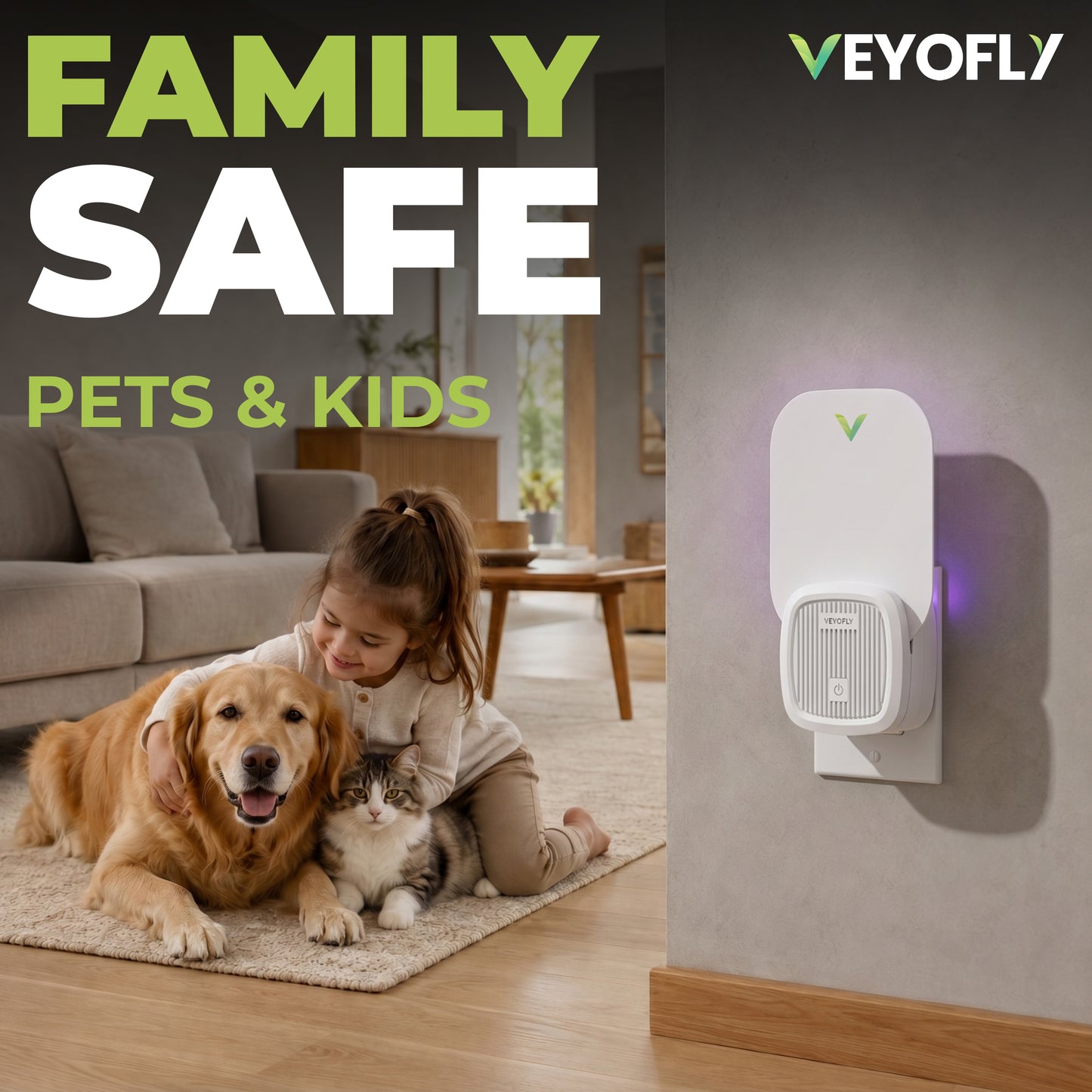 VEYOFLY Fruit Fly Trap Indoor, HouseFly Trap VF01 - 1x Device + 2x Refills