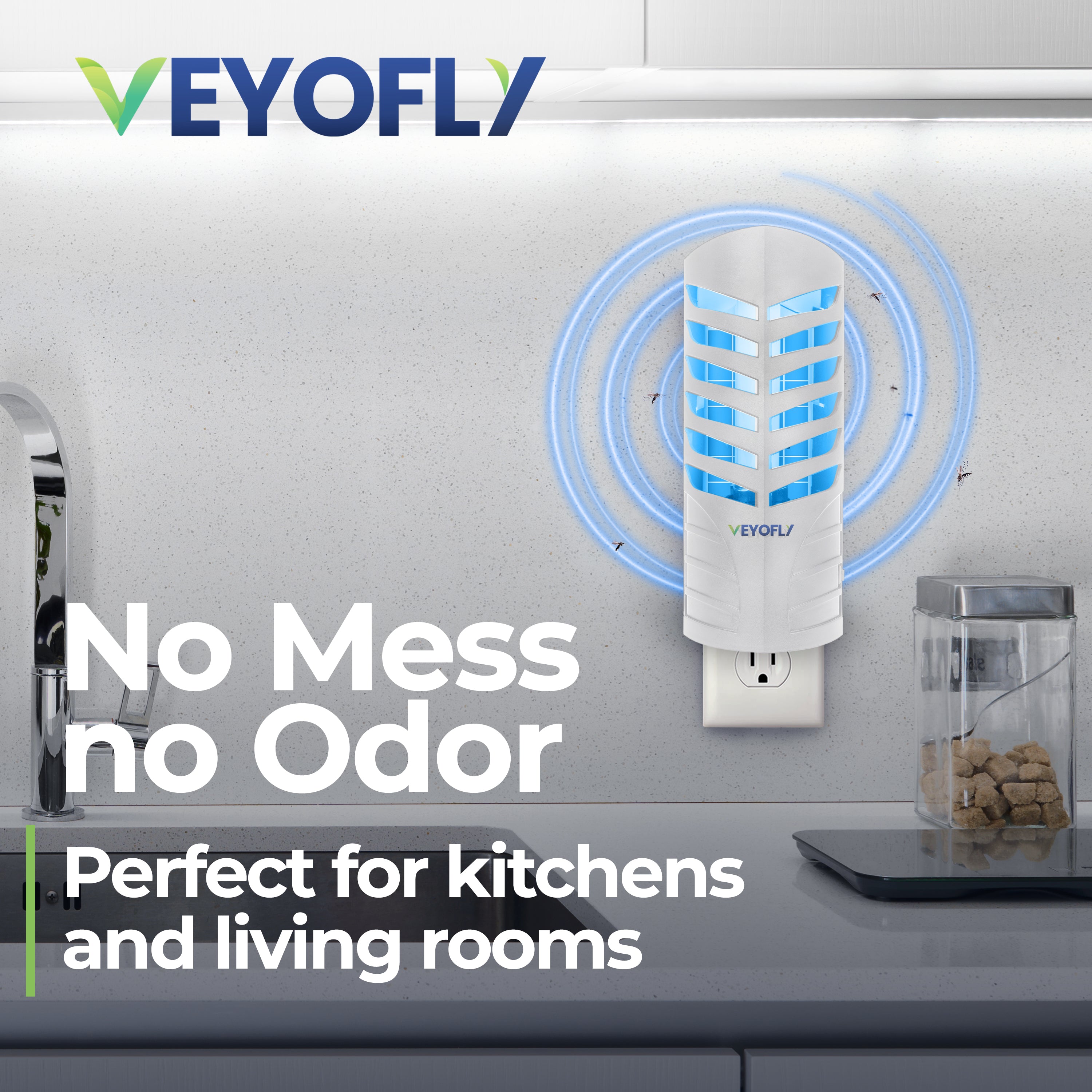 VEYOFLY Fruit Fly Trap Indoor, HouseFly Trap VF02 - Kit 1x Device + 3x Refills