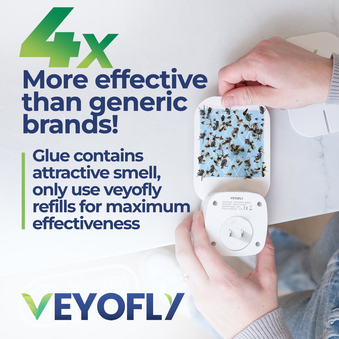 VEYOFLY Fruit Fly Trap Indoor, HouseFly Trap VF01 - Kit 1x Device + 3x Refills